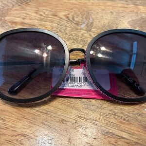 Chic Black Betsy Johnson Sunglasses with dark pink rhinestones